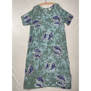 Island Style Women’s XXL Muumuu Maxi House Dress Dolphins‎ Coastal Beach Boho